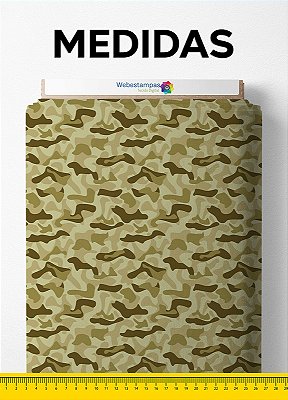 Tecido Micropercal Estampa Digital Camuflado Verde Bege e Marrom 1,55m de Largura