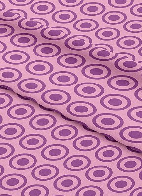 Tecido Micropercal Estampa Digital Circulos e Bolinha Roxo 1,55m de Largura