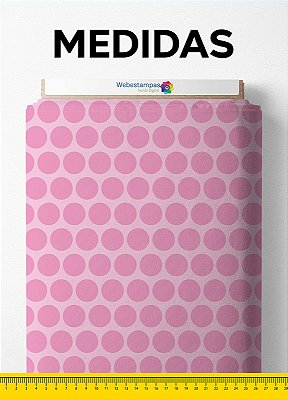 Tecido Micropercal Estampa Digital Poa Grande Rosa e Branco 1,55m de Largura