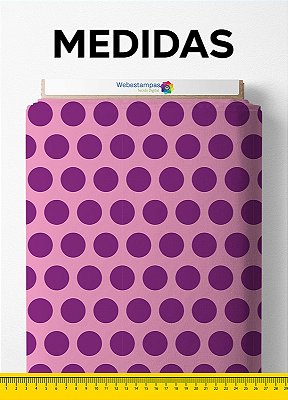 Tecido Micropercal Estampa Digital Poa Grande Roxo e Rosa 1,55m de Largura