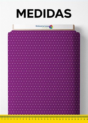Tecido Micropercal Estampa Digital Poa Mini Branco e Roxo 1,55m de Largura