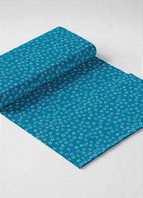 Tecido Micropercal Estampa Digital Mini Coroa Fundo Azul 1,55m de Largura