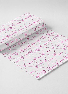 Tecido Micropercal Estampa Digital Princesa Pink Fundo Branco 1,55m de Largura