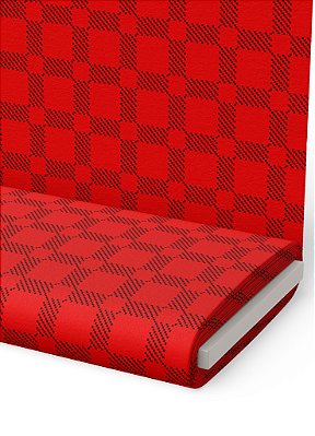 Tecido Micropercal Estampa Digital Pontilhado Preto Fundo Vermelho 1,55m de Largura