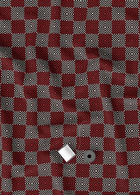 Tecido Micropercal Estampa Digital Triangulo e Quadros Vermelho 1,55m de Largura