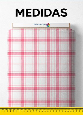 Tecido Micropercal Estampa Digital Xadrez Grande Rosa e Branco 1,55m de Largura