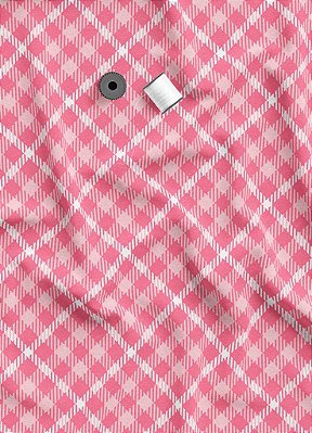 Tecido Micropercal Estampa Digital Xadrez Quadrado Rosa e Branco 1,55m de Largura