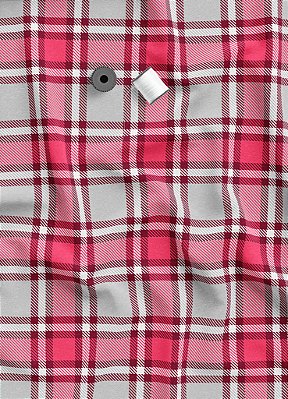 Tecido Micropercal Estampa Digital Xadrez Quadrado Rosa Preto e Branco 1,55m de Largura