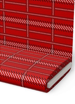 Tecido Micropercal Estampa Digital Xadrez Vermelho Listras Brancas 1,55m de Largura