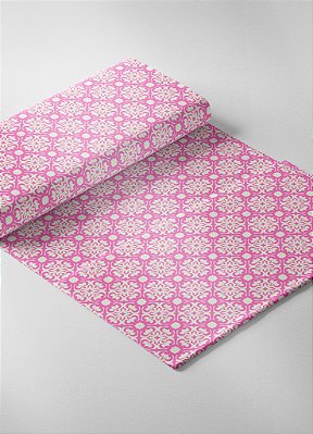 Tecido Micropercal Estampa Digital Arabesco Rosa Império 1,55m de Largura