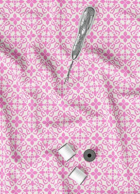 Tecido Micropercal Estampa Digital Arabesco Rosa Mosaico 1,55m de Largura