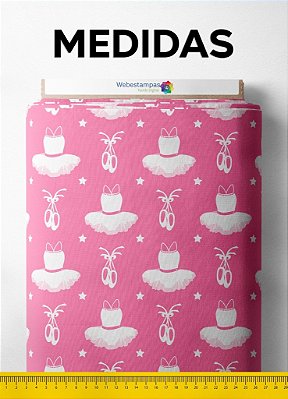 Tecido Micropercal Estampa Digital Balé Fundo Pink 1,55m de Largura