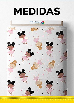 Tecido Micropercal Estampa Digital Balé Infantil 1,55m de Largura