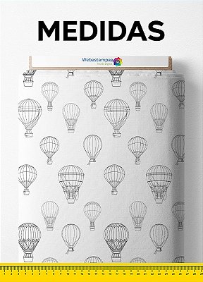 Tecido Micropercal Estampa Digital Balão Cinza 1,55m de Largura