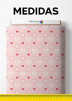Tecido Micropercal Estampa Digital Coração Love Rosa 1,55m de Largura