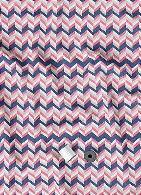 Tecido Micropercal Estampa Digital Chevron Rosa e Azul 1,55m de Largura