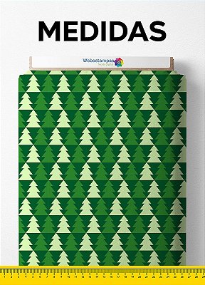 Tecido Micropercal Estampa Digital Pinheirinho Verde Natal 1,55m de Largura
