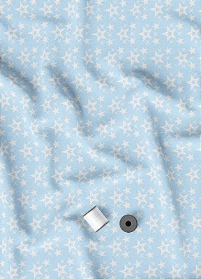 Tecido Micropercal Estampa Digital Estrelas Azul Bebê 1,55m de Largura