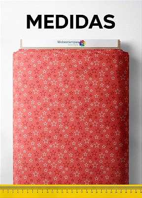 Tecido Micropercal Estampa Digital Star Vermelha 1,55m de Largura