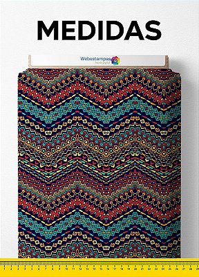 Tecido Micropercal Estampa Digital Tribal Colorida 1,55m de Largura