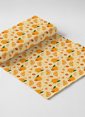 Tecido Micropercal Estampa Digital Laranja Fundo Amarelo 1,55m de Largura