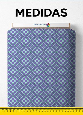 Tecido Micropercal Estampa Digital Círculos Azul e Roxo 1,55m de Largura
