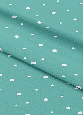 Tecido Micropercal Estampa Digital Bolinha Branca Fundo Verde 1,55m de Largura