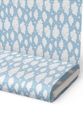 Tecido Micropercal Estampa Digital Nuvem Branca Fundo Azul 1,55m de Largura