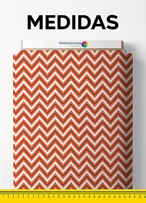 Tecido Micropercal Estampa Digital Chevron Marrom e Laranja 1,55m de Largura