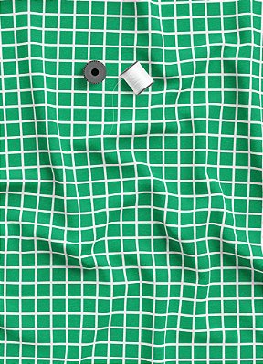 Tecido Micropercal Estampa Digital Quadros Brancos e Verdes 1,55m de Largura