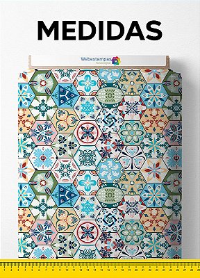 Tecido Micropercal Estampa Digital Patchwork Portugues 1,55m de Largura