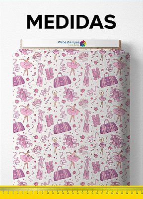 Tecido Micropercal Estampa Digital I Love Ballet 1,55m de Largura