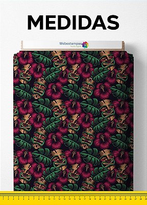Tecido Micropercal Estampa Digital Caveira Havaiana 1,55m de Largura