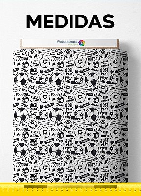 Tecido Micropercal Estampa Digital Futebol Branco e Preto 1,55m de Largura