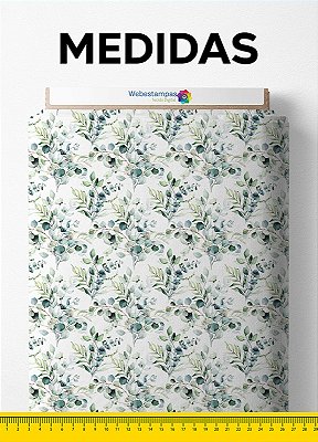 Tecido Micropercal Estampa Digital Folhas Verde Aquarela 1,55m de Largura