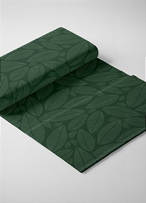 Tecido Micropercal Estampa Digital Folhas Verde Escuro 1,55m de Largura