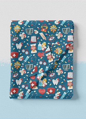 Tecido Oxford Estampa Digital Saúde 5 com 1,55m de Largura