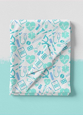 Tecido Oxford Estampa Digital Saúde 7 com 1,55m de Largura