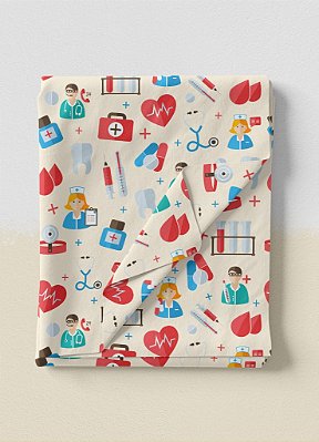 Tecido Oxford Estampa Digital Saúde 9 com 1,55m de Largura