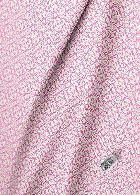 Tecido Percal 200 Fios Estampa Digital Arabesco Rosa Minimalista 1,50m de Largura