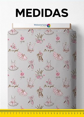 Tecido Percal 200 Fios Estampa Digital Ballet Girl 1,50m de Largura
