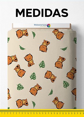 Tecido Tricoline Estampa Digital Gatinho Fundo Palha 1,55m de Largura