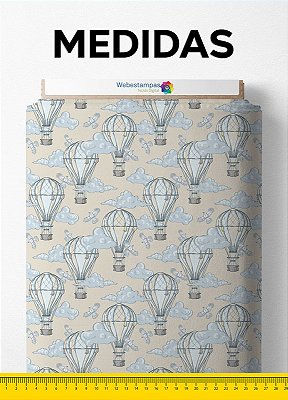 Tecido Tricoline Estampa Digital Balão nas Alturas 1,55m de Largura