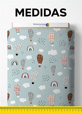 Tecido Tricoline Estampa Digital Balão Xadrez 1,55m de Largura