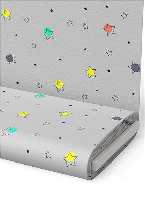 Tecido Tricoline Estampa Digital Estrelas Fundo Cinza 1,55m de Largura
