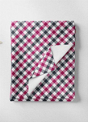 Tecido Tricoline Estampa Digital Xadrez Pink Com Preto 1,55m de Largura