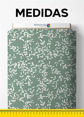 Tecido Tricoline Estampa Digital Folhinhas Fundo Verde 1,55 de Largura