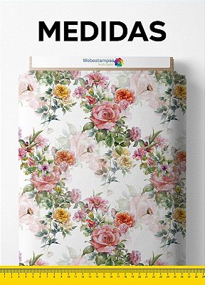 Tecido Tricoline Estampa Digital Floral 35 com 1,55m de Largura
