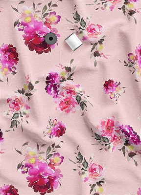 Tecido Tricoline Estampa Digital Floral 99 com 1,55m de Largura