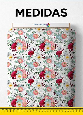Tecido Tricoline Estampa Digital Floral 114 com 1,55m de Largura